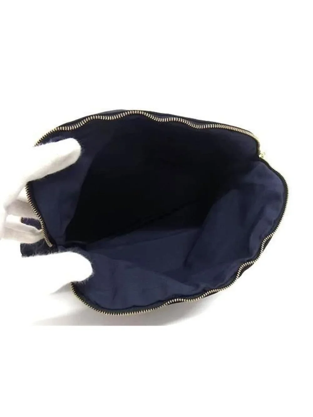 Hermes Pouch Bolide 25 Navy Canvas Makeup Gold